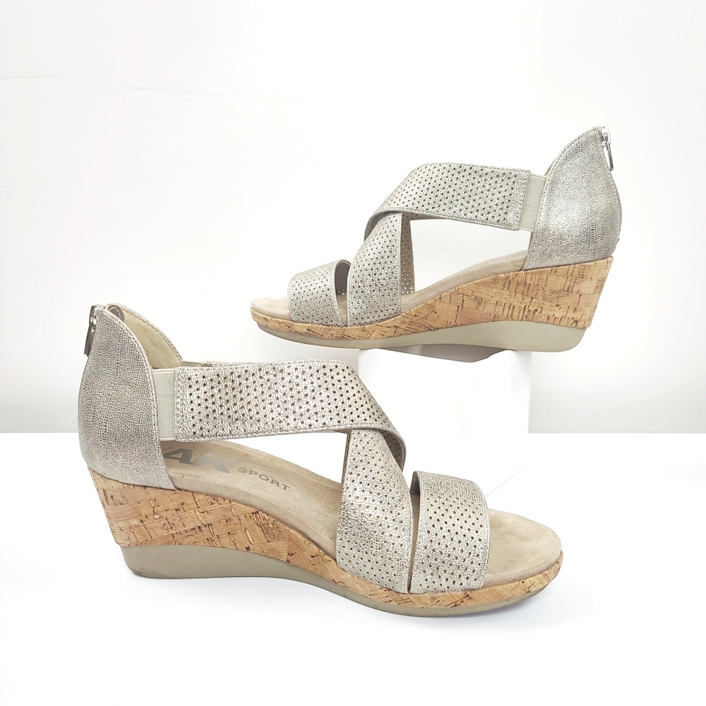 Anne Klein AK Sport Poetic Zip Heel Wedge Sandal